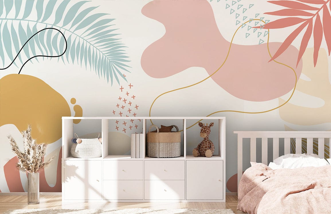 abstract warm leaves for kid's bedroom decor