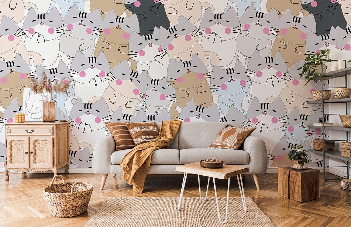 Shy Kitties Wallpaper Mural