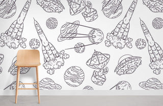 Uncolored Space Sketches ll Wallpaper Mural