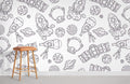 Uncolored Space Sketches Wallpaper Mural