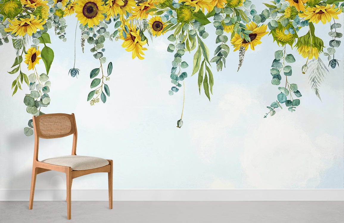 upside sunflowers and blue sky wallpaper