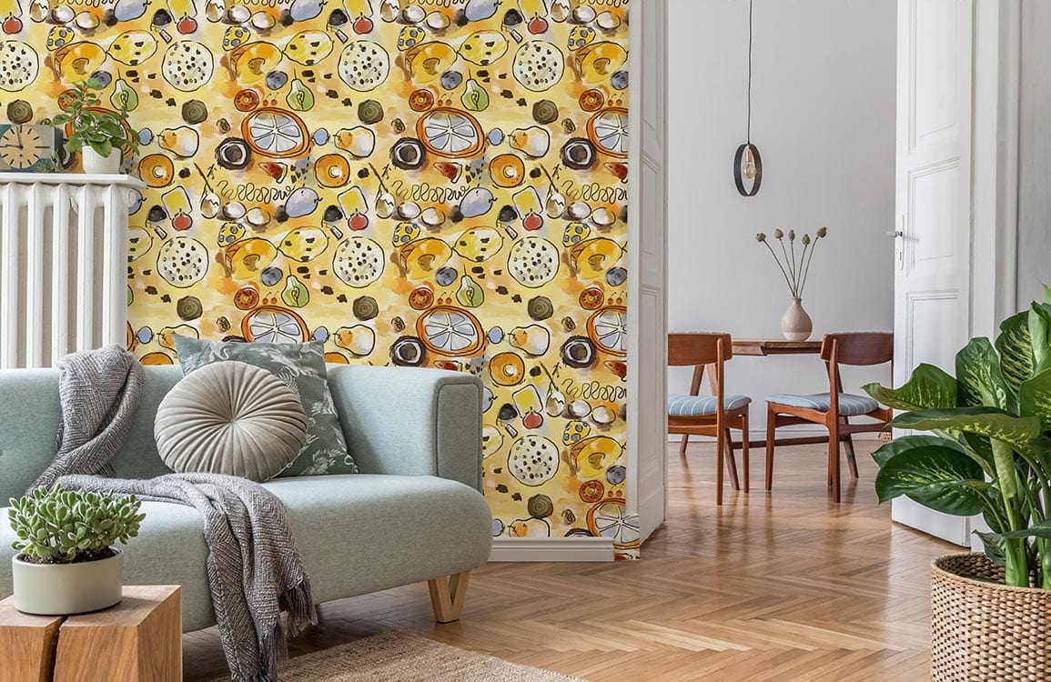 Colorful Watercolour Fruits Wallpaper Mural