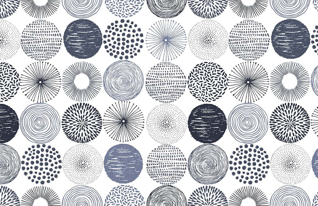 Monochrome Geometric Circles Contemporary Abstract Wallpaper for Modern Interior Design