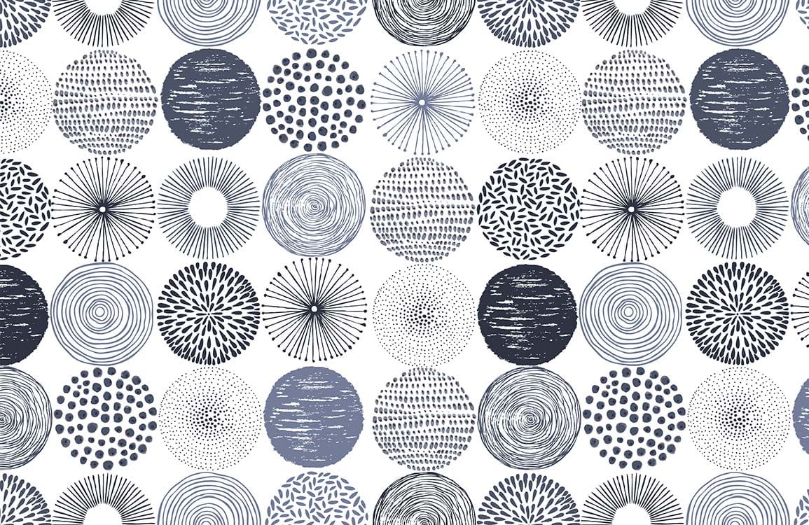 Monochrome Geometric Circles Contemporary Abstract Wallpaper for Modern Interior Design