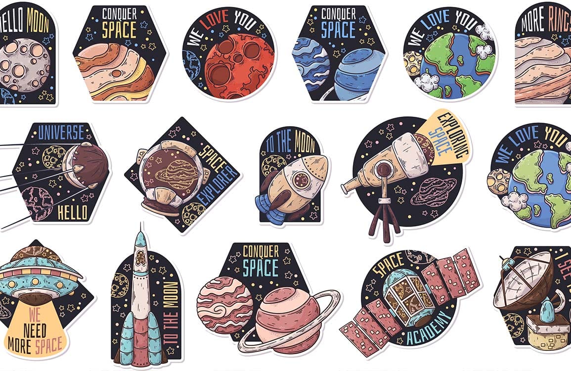 Vintage Space Adventure Wallpaper: Cosmic Planets and Rockets Kids' Room Décor