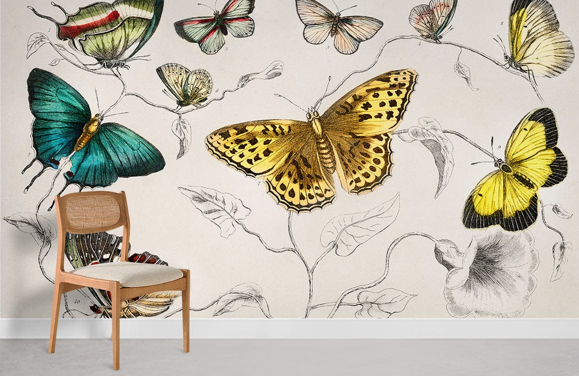 Various Butterflies Wallpaper Mural Room