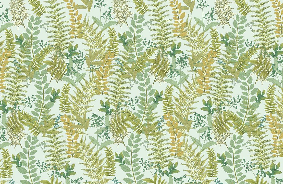 Botanical Fern Pattern Wallpaper in Refreshing Green and Earthy Tones
