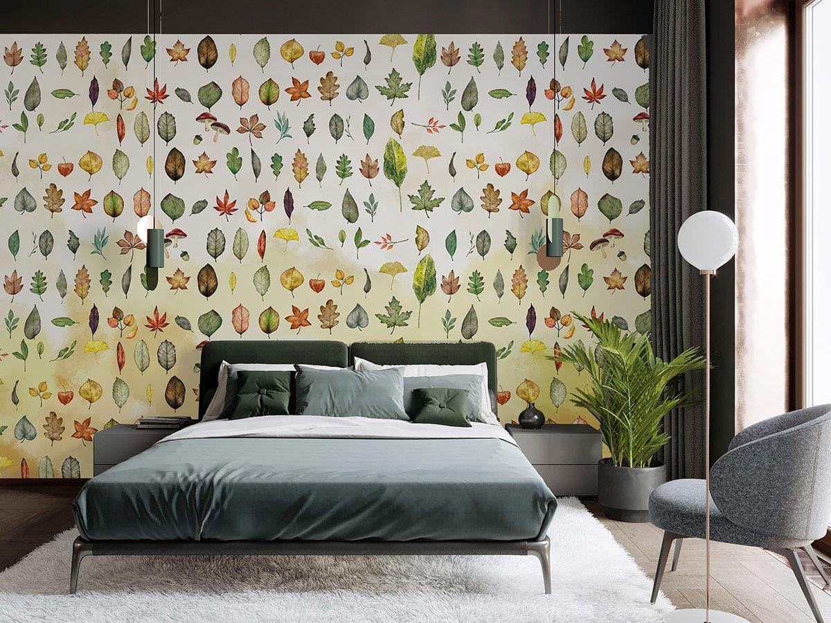 Autumn Leaves Watercolour Pattern Wallpaper - Vibrant Natural Botanical ...