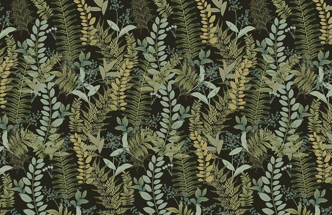 Green Botanical Fern Pattern Wallpaper for Elegant Home Interiors