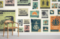 Vehicles Stamp Wallpaper Mural