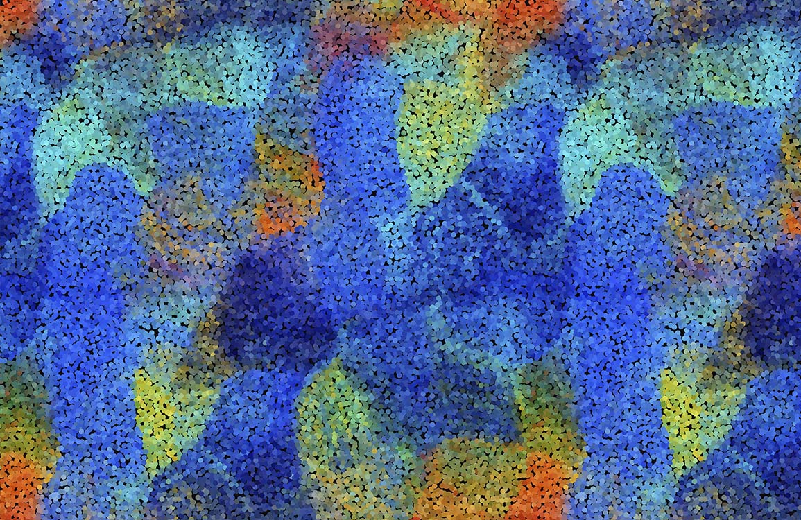 Abstract Blue and Orange Watercolour Textured Wall Art Wallpaper Design