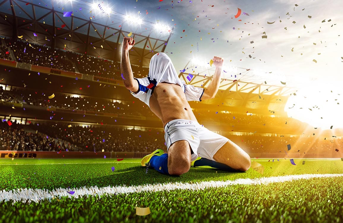 Dynamic Football Stadium Celebration Mural Wallpaper - Vibrant Sporty Green Excitement