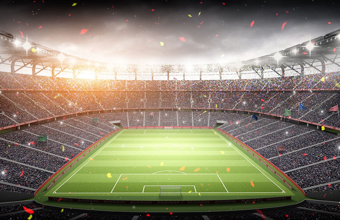Vibrant Football Stadium Mural Wallpaper - Green Pitch Sporting Ambiance