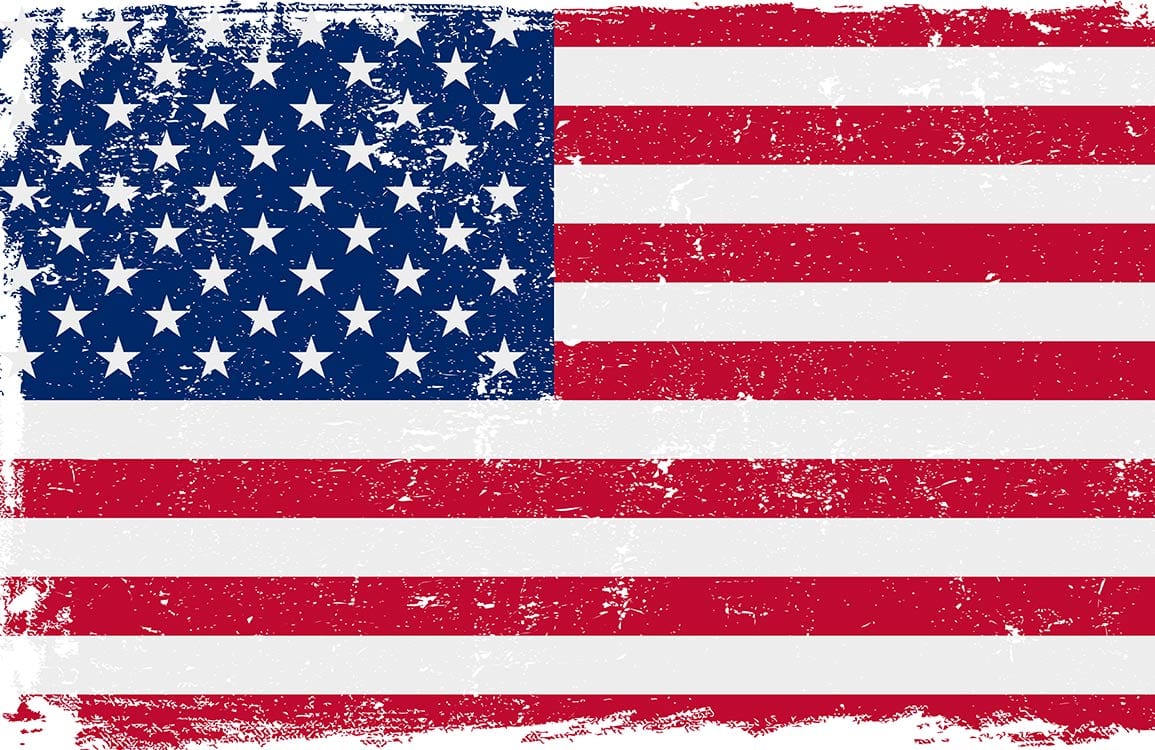 Vintage American Flag Mural Wallpaper with Distressed Red, White, and Blue Design