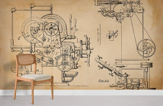 Vintage Mechanical Parts Wallpaper Mural