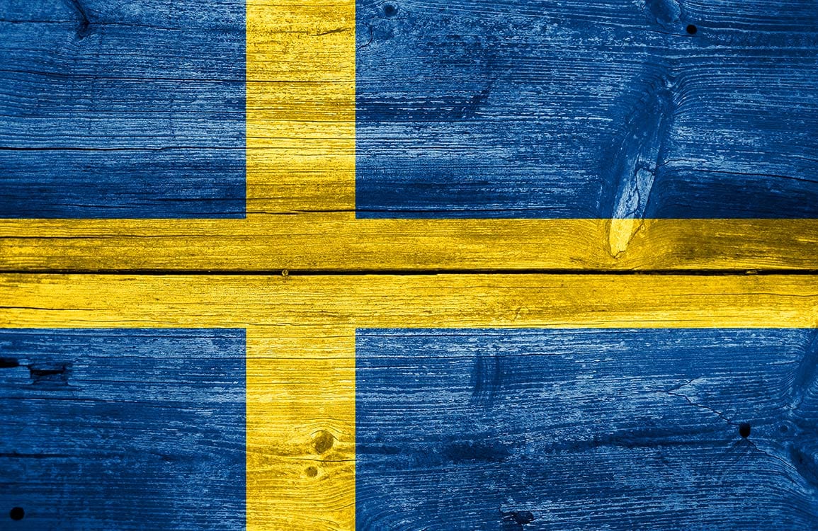 Swedish Flag Rustic Blue Yellow Woodgrain Pattern Wallpaper Mural Decor