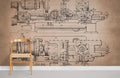 Vintage Mechanical Parts II Wallpaper Mural