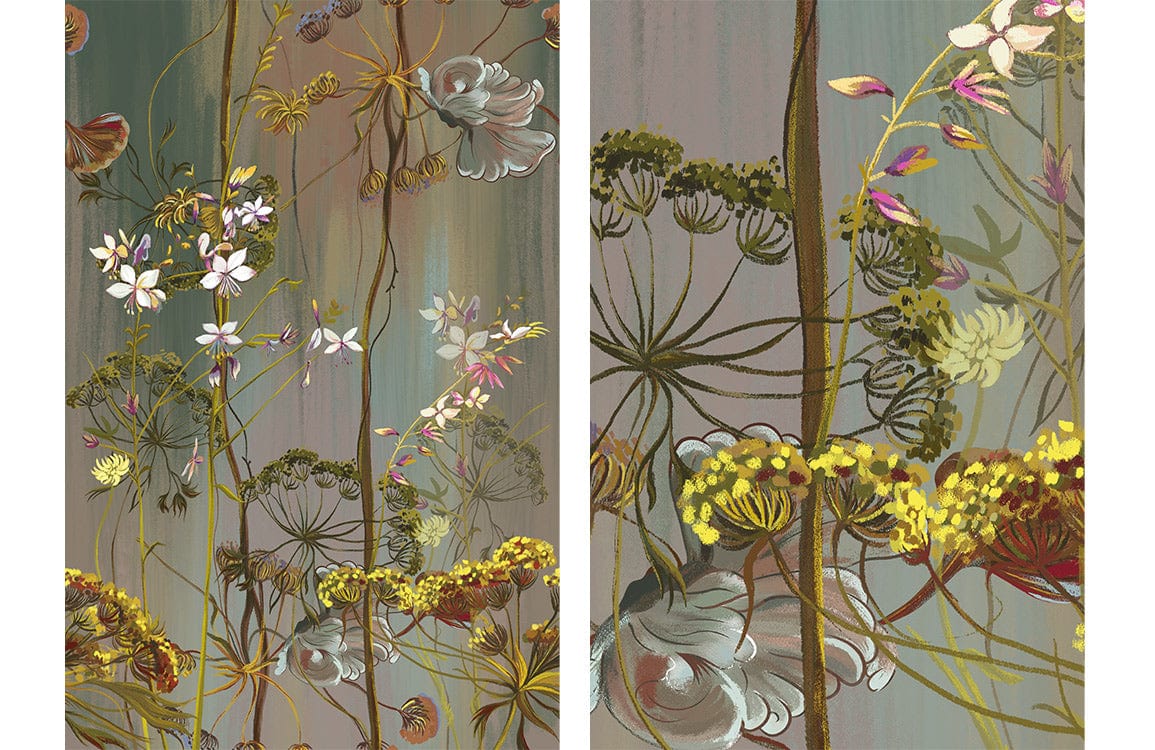 Elegant Autumnal Botanical Wallpaper in Earthy Tones - Nature-Inspired Design