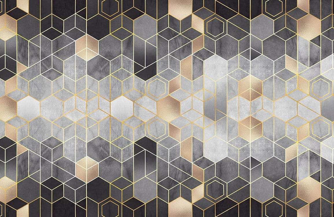 Gold Hexagons Wallpaper Mural