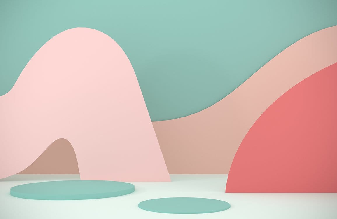 Contemporary Abstract Geometric Mural Wallpaper in Pastel Pink and Mint Green