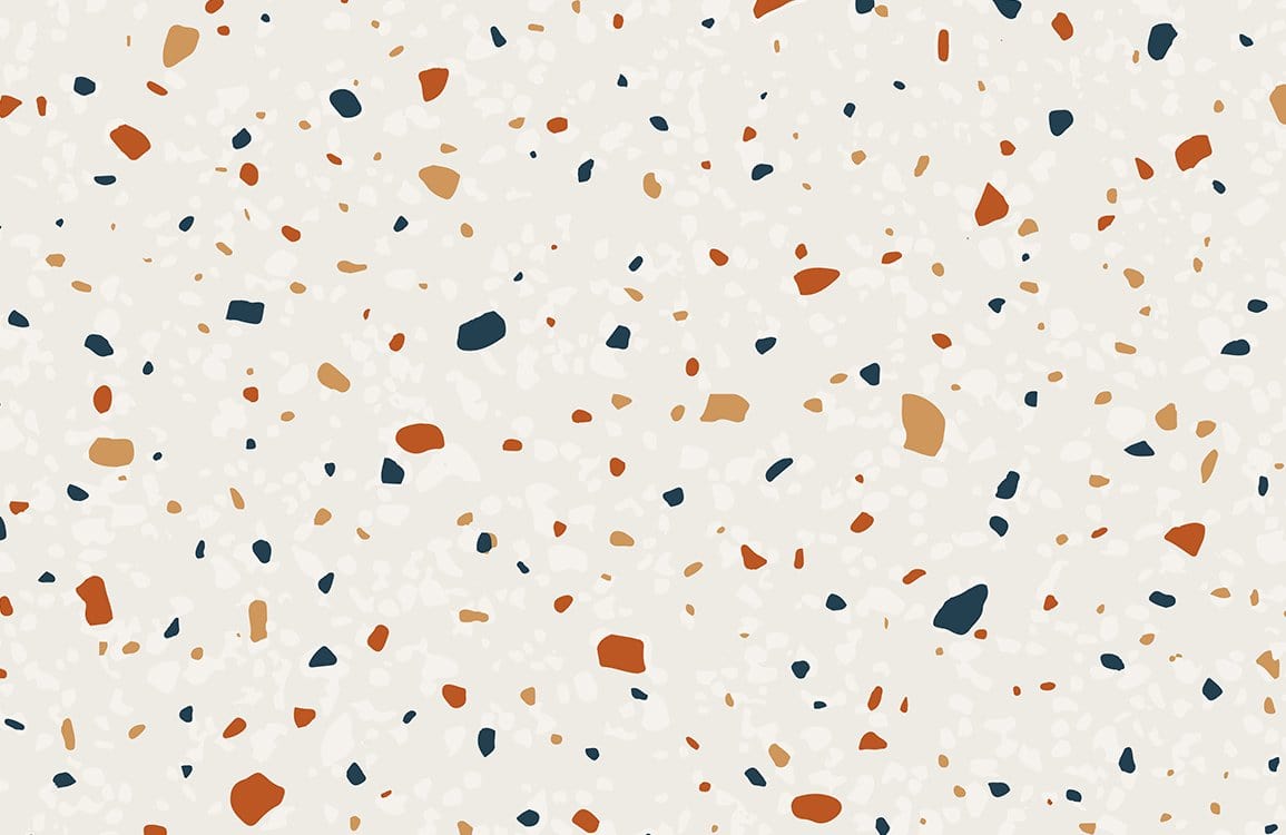 Modern Terrazzo Style Wallpaper with Orange and Navy Accents Retro Design