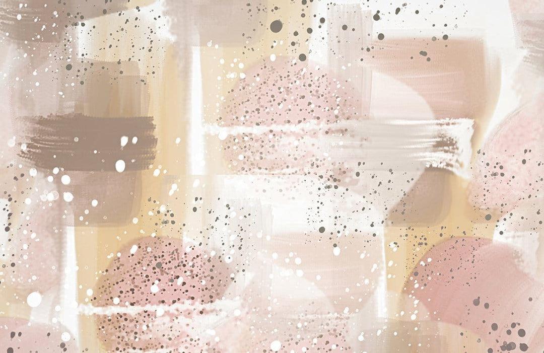 Abstract Blush and Beige Artistic Paint Splash Mural Wallpaper Design