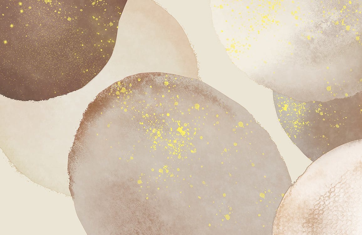 Elegant Earthy Tones Abstract Circle Pattern Wallpaper with Gold Accents