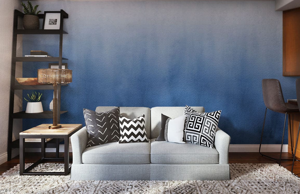 watercolor foggy blue wall mural living room decor