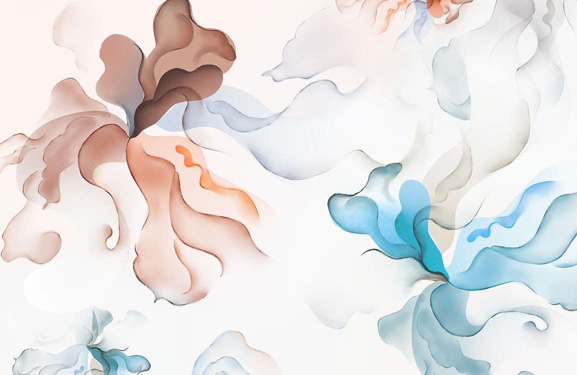 Elegant Watercolour Waves Wallpaper: Soft Hues, Artistic Flowing Pattern Design