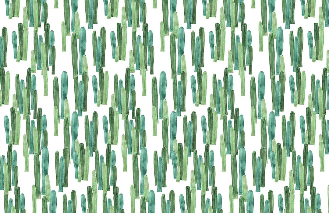 Green Cactus Pattern Wallpaper for Contemporary Nature-Inspired Interior Design