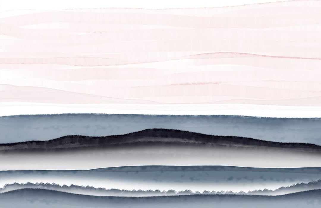Contemporary Watercolour Horizon Landscape Mural Wallpaper in Soothing Grey and Beige