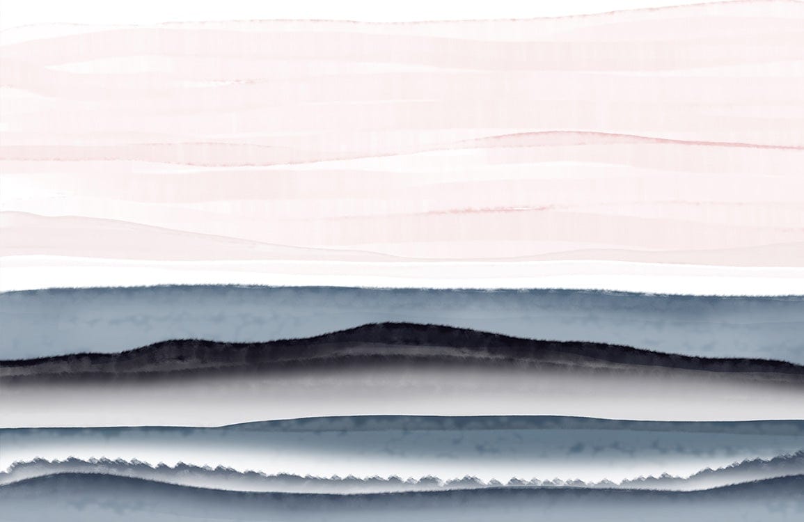 Contemporary Watercolour Horizon Landscape Mural Wallpaper in Soothing Grey and Beige
