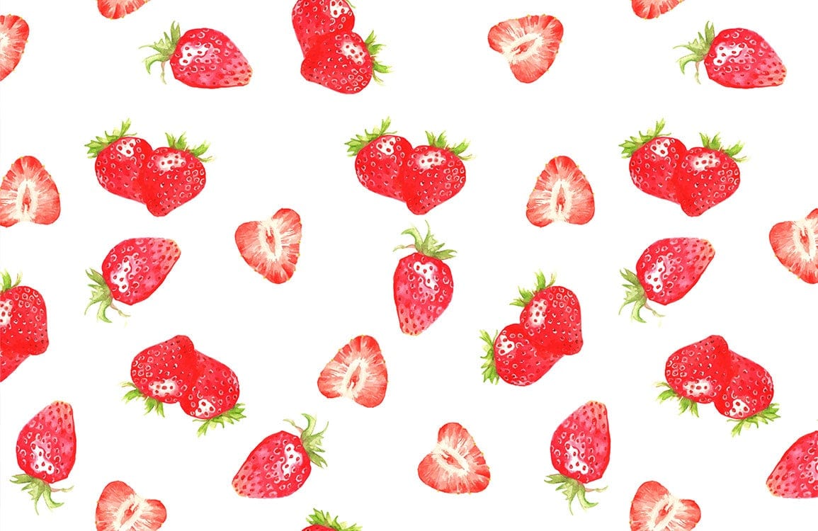 Vibrant Red Strawberry Watercolour Pattern Wallpaper for Kitchen Splashback Décor