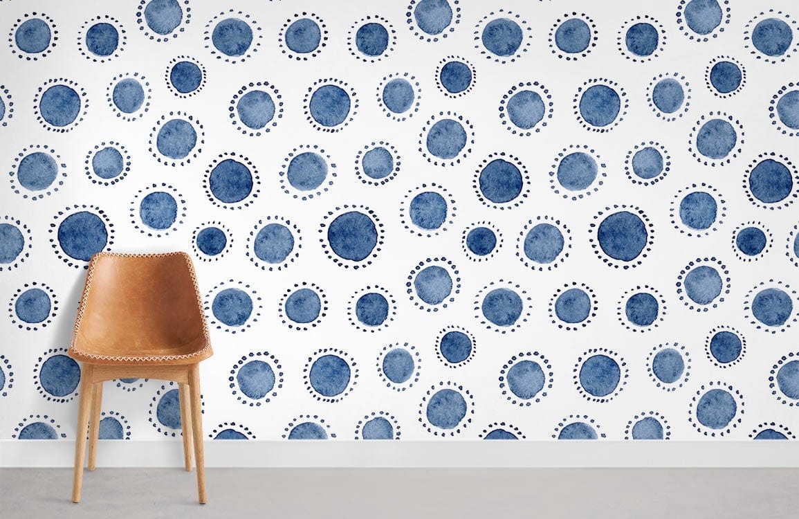 Indigo Polka Dot Wallpaper Mural