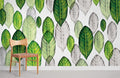 Green Watercolour Leaves Wallpaper Mural