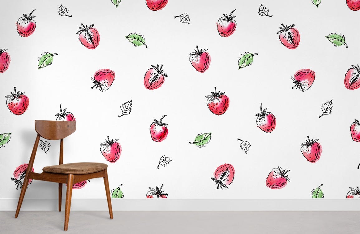 Watercolour Strawberry Wall Murals Room