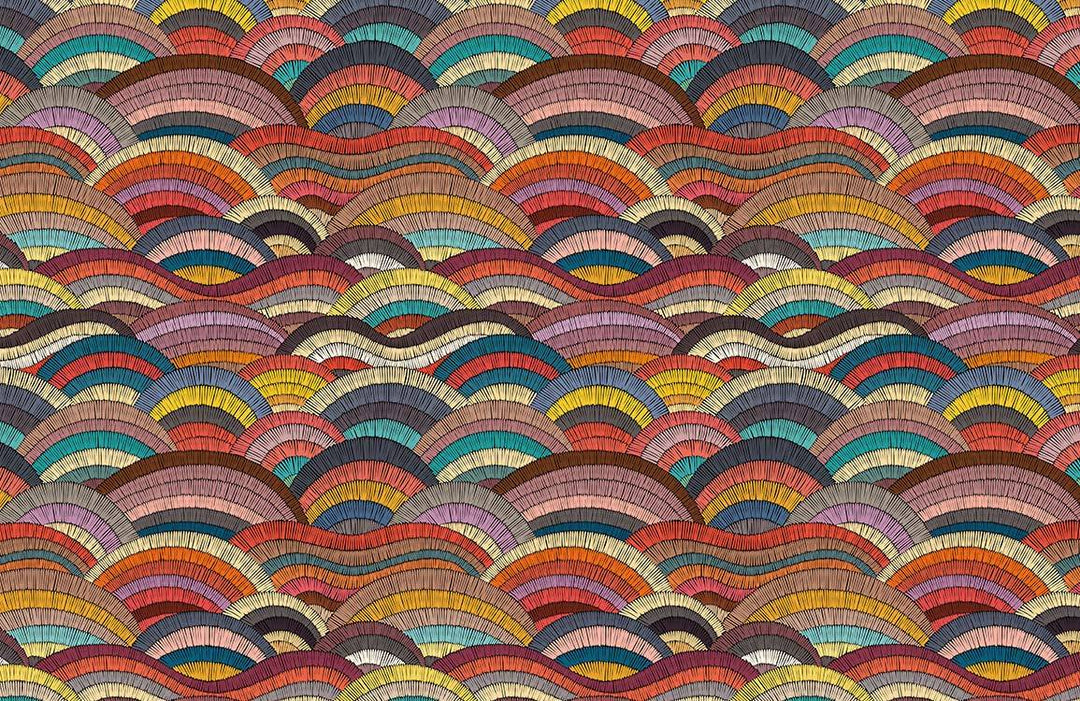 Multicoloured Vintage Arch Pattern Mural Wallpaper for Retro Home Décor
