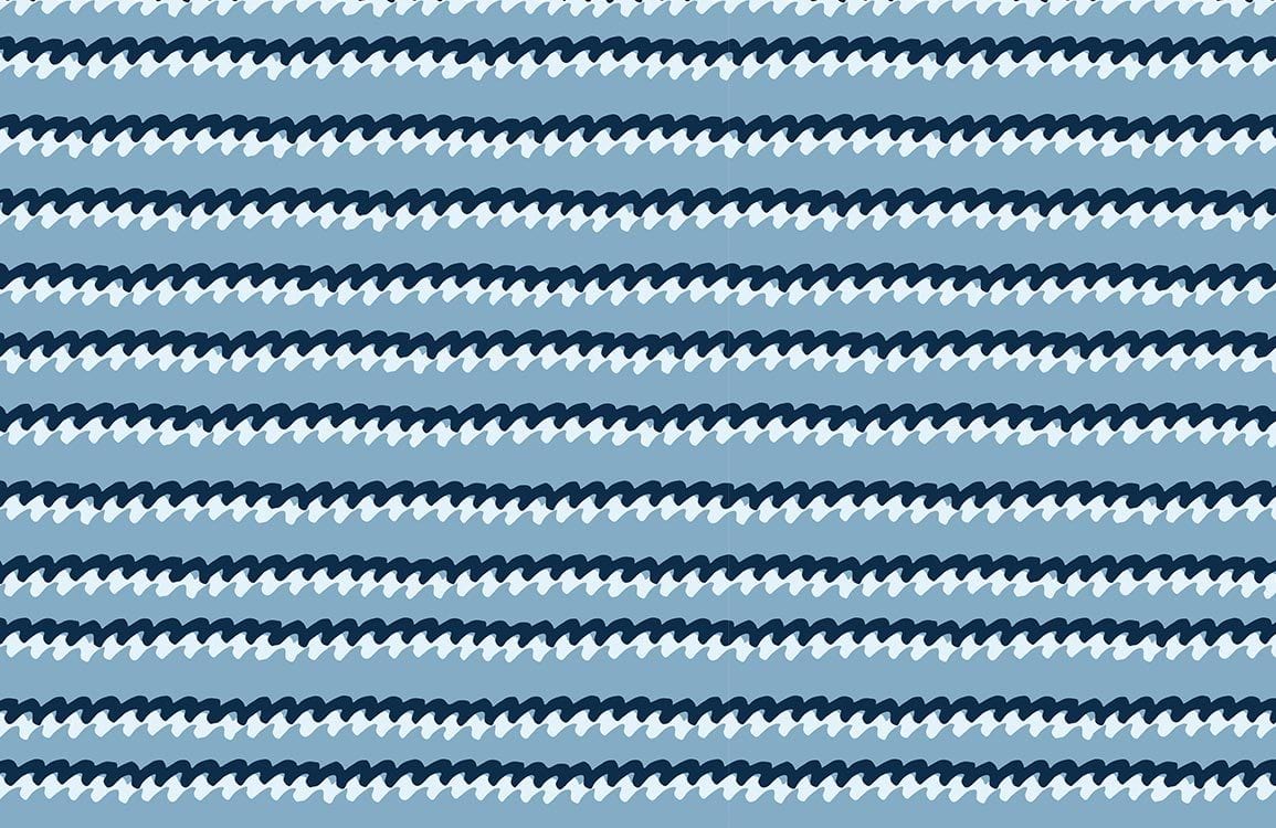 Blue Wave Patterned Modern Striped Wallpaper - Contemporary Coastal Home Decor