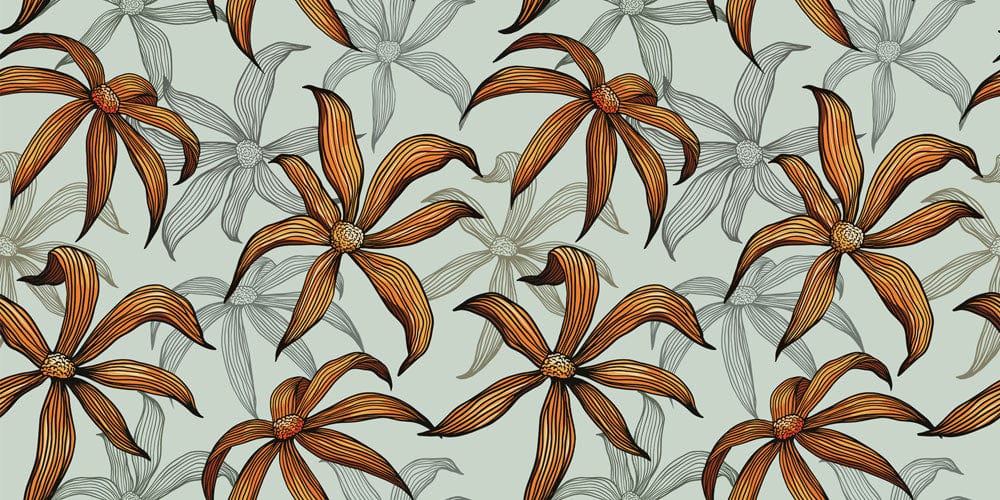 Vintage Botanical Floral Pattern Wallpaper - Earthy Tones, Intricate Nature Design