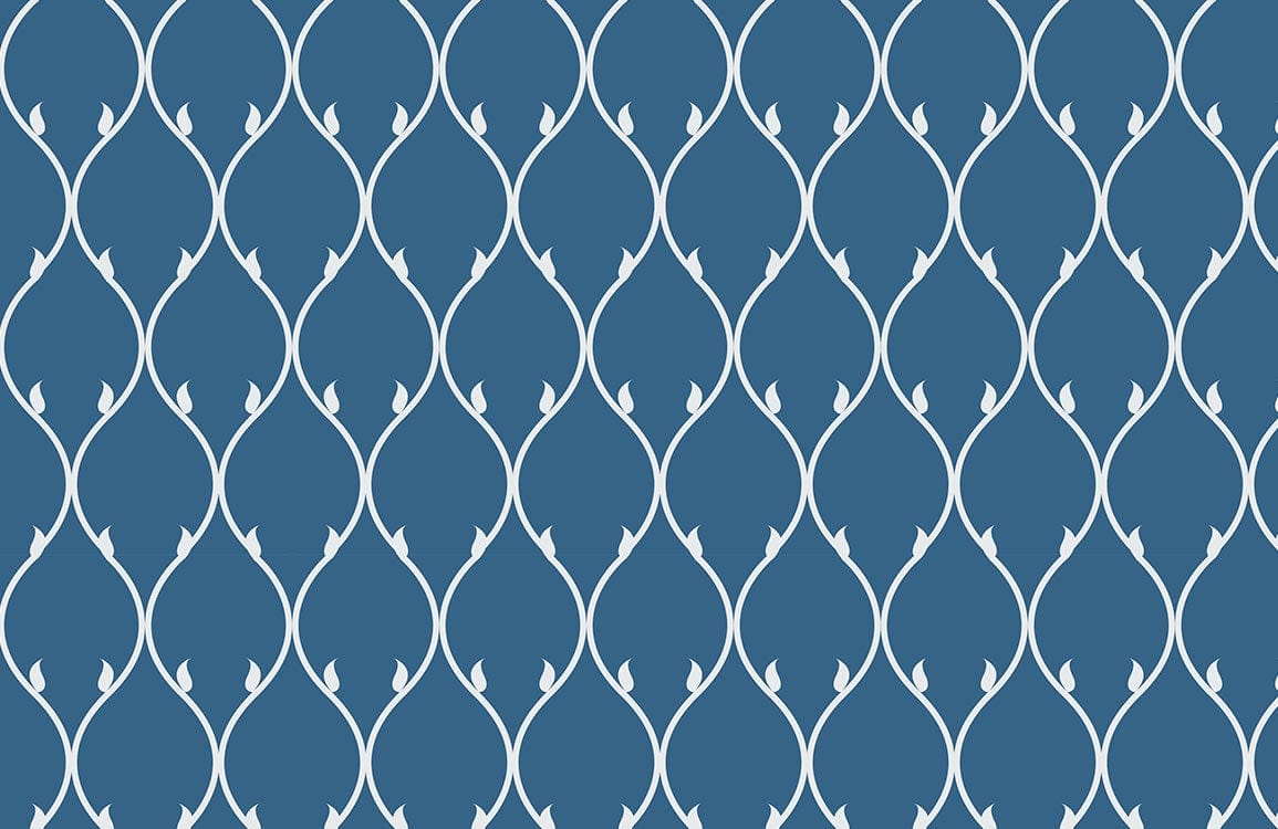 Elegant Blue and White Geometric Patterned Wallpaper for Contemporary Interiors