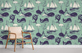 Whale & Navigation Wallpaper Mural
