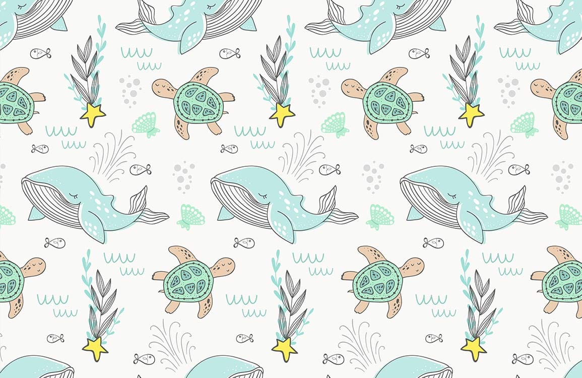 Whale & Turtle Wallpaper Mural