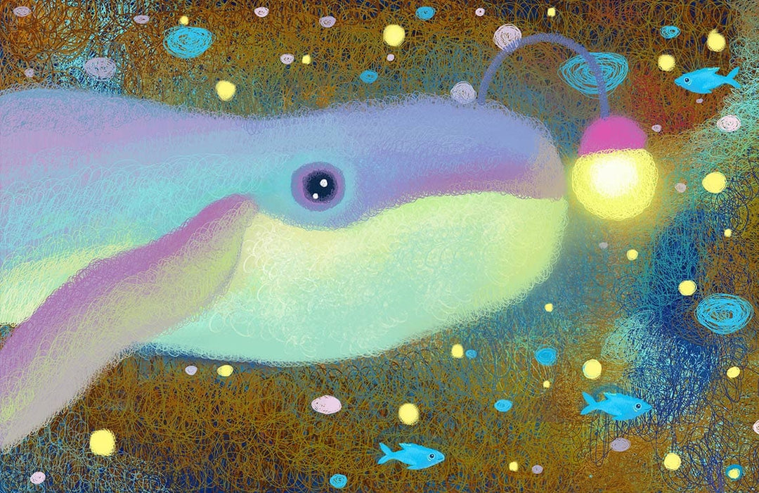 Whimsical Deep Sea Adventure Pastel Mural Wallpaper with Rainbow Fish
