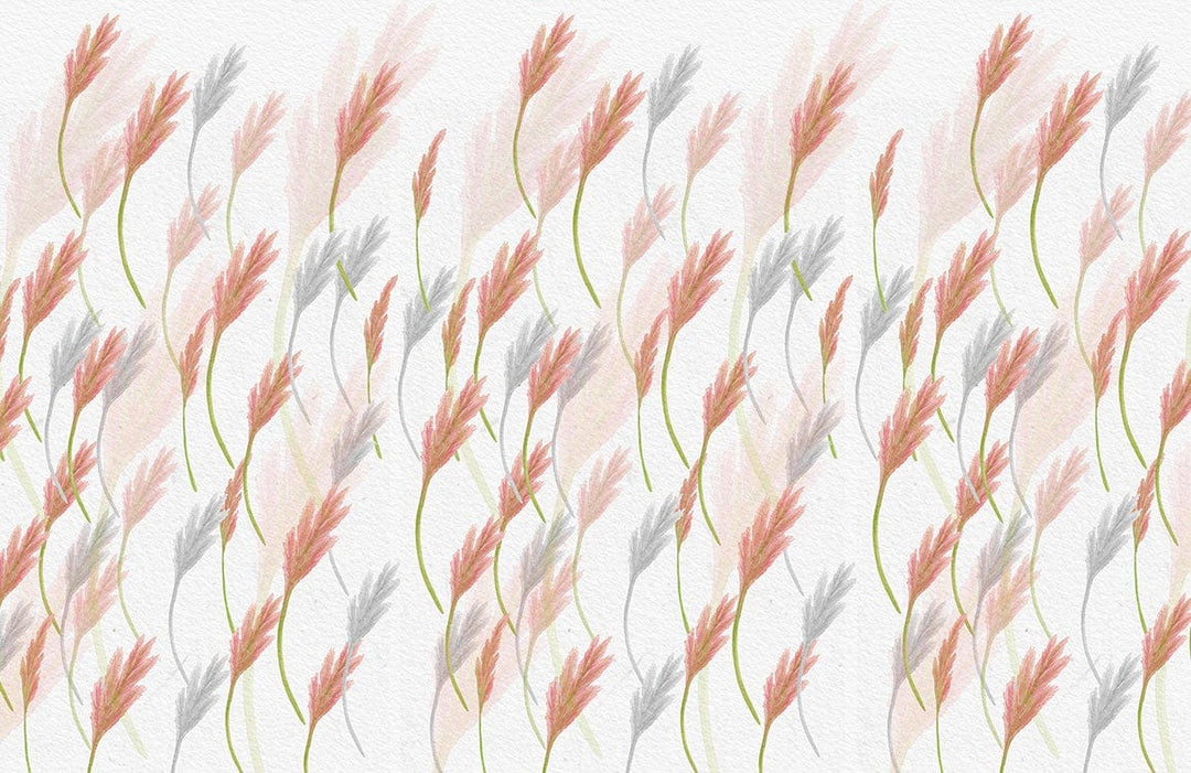 Elegant Pastel Wheat Floral Patterned Wallpaper for Modern Interiors Decor