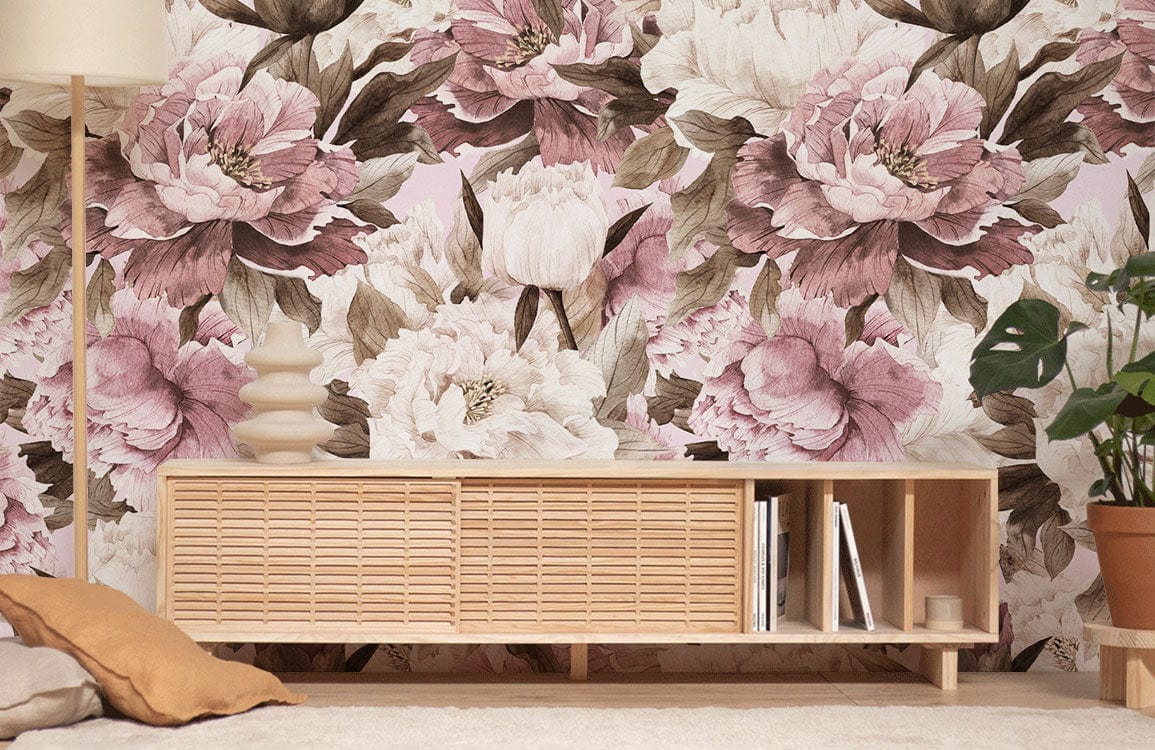 Vintage Floral Wallpaper: Elegant Pastel Blush Peony Pattern for ...