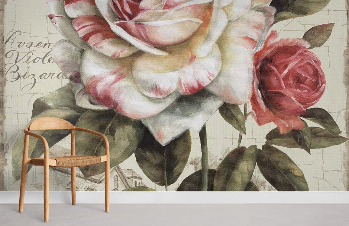 Classic Rose Floral Wallpaper Mural Room