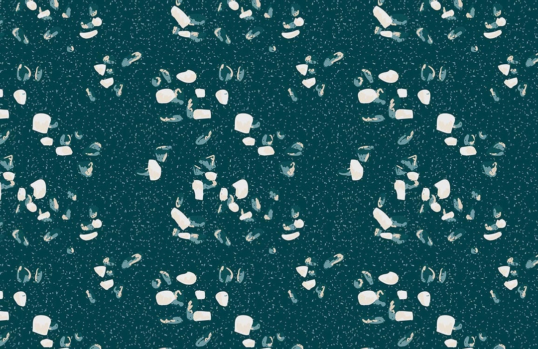 Elegant Deep Green Abstract Patterned Wallpaper with Subtle White Accents
