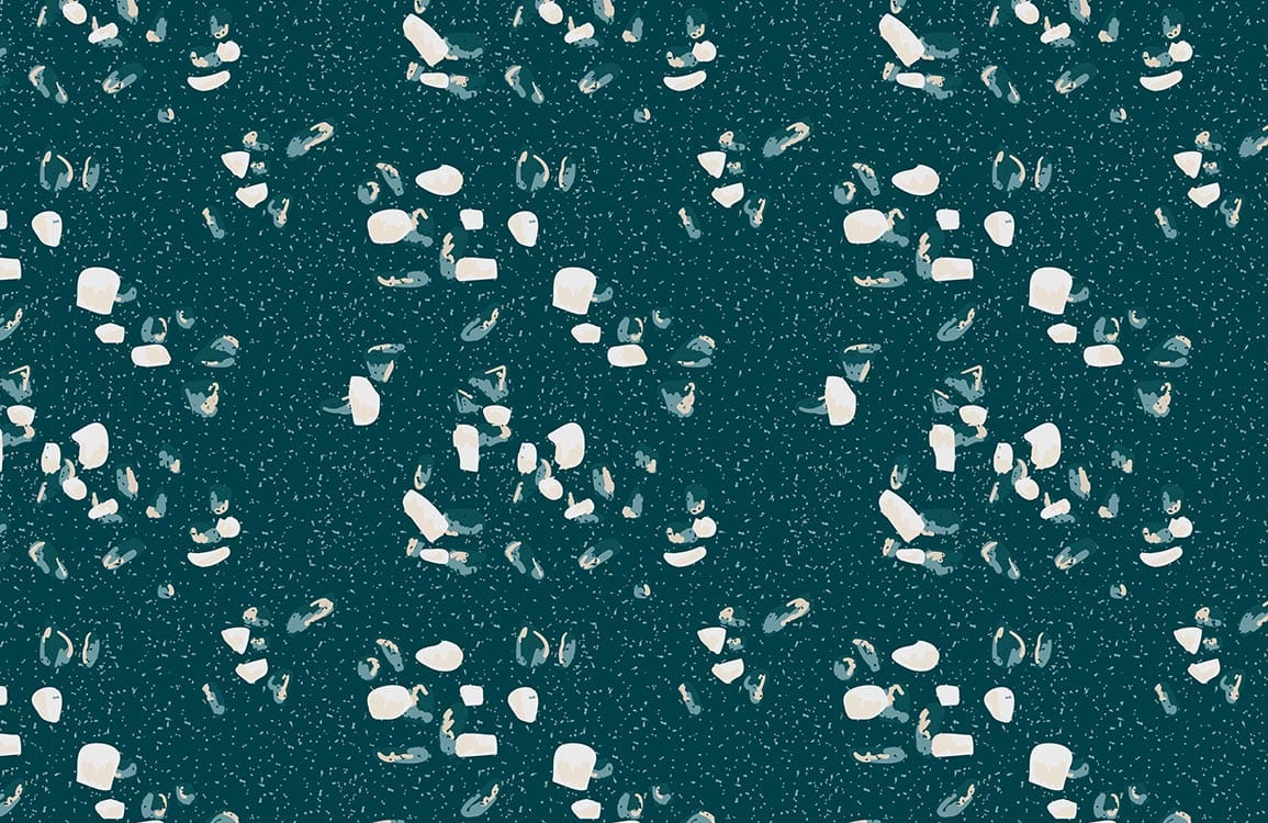 Elegant Deep Green Abstract Patterned Wallpaper with Subtle White Accents