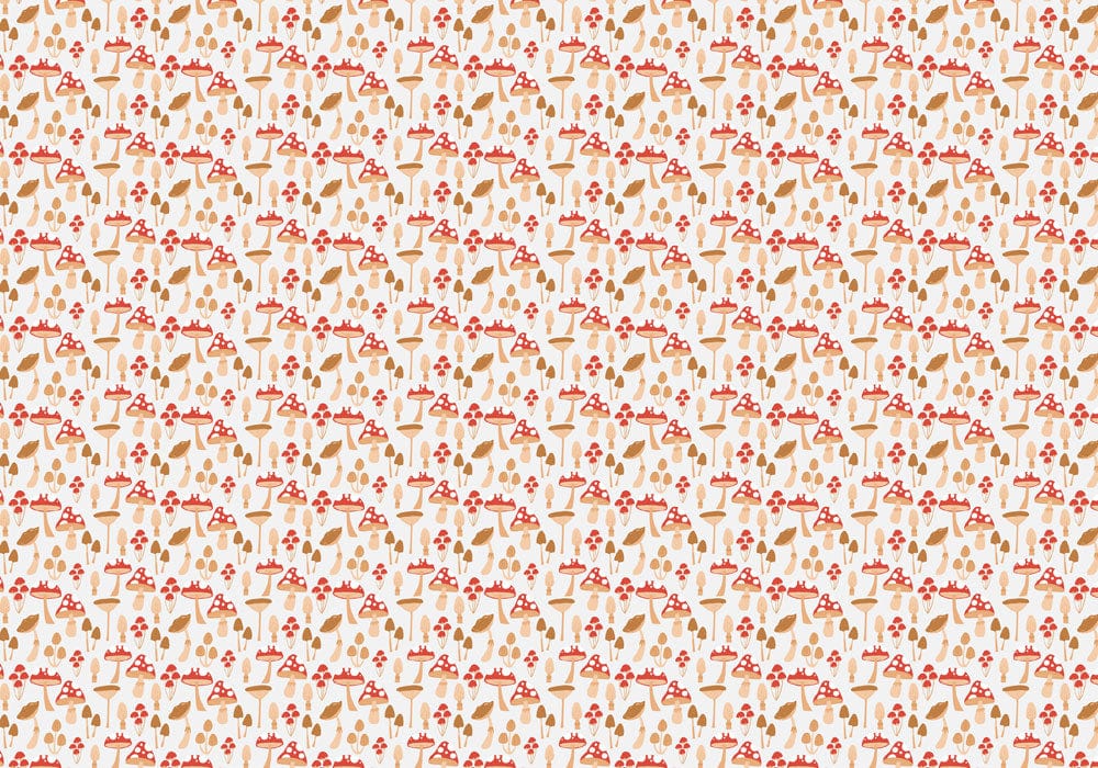 Whimsical Forest Mushrooms Wallpaper in Warm Earthy Hues Pattern