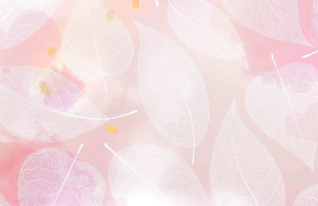 Elegant Pink Leaf Patterned Wallpaper with Delicate Transparent Design